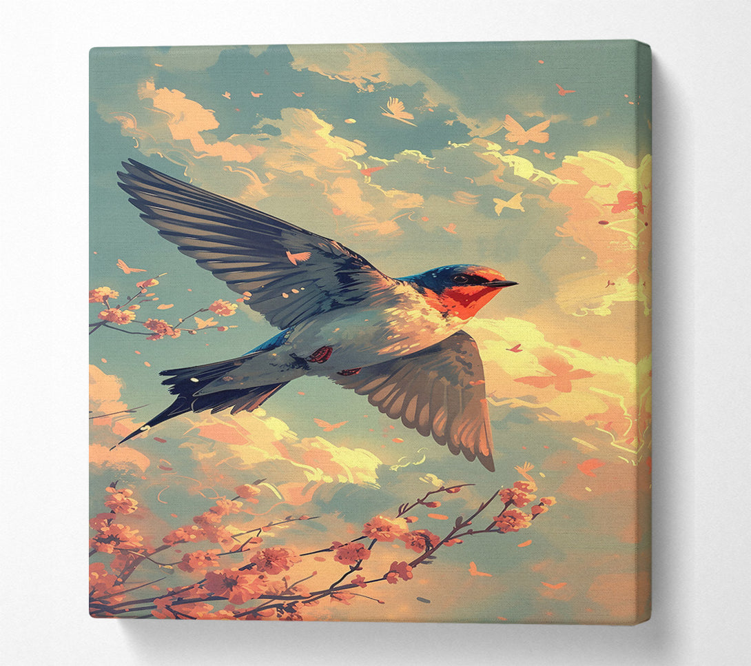  A Canvas Print of Peach Sky Swallow Canvas Print