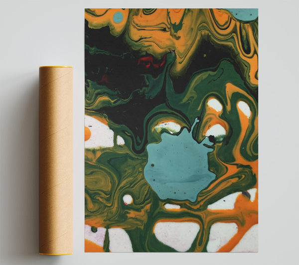 Green And Orange Swirl Giclee Print