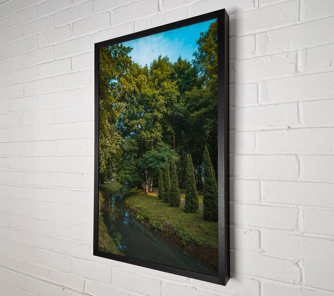  A Canvas Print of Green Stream Through Trees Canvas Art