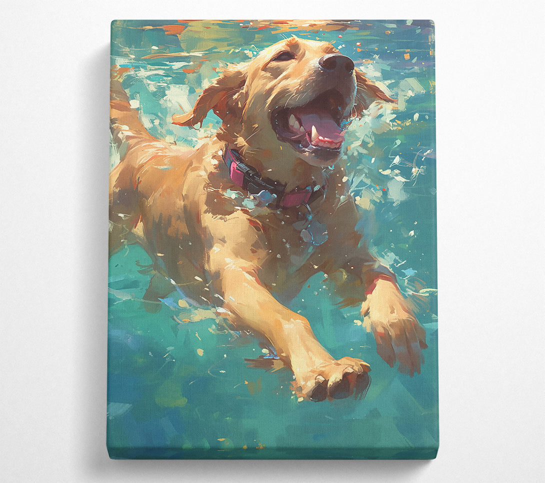 A Canvas Print of Golden Joy In Blue Canvas Art