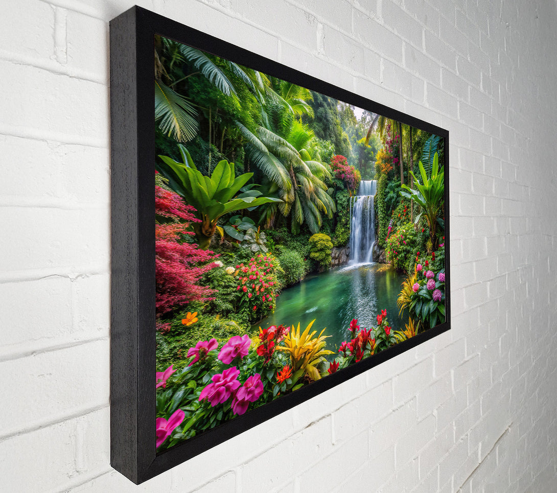  A Canvas Print of Emerald Waterfall Oasis Canvas Art