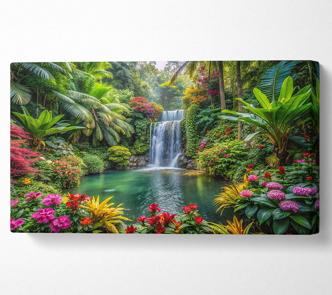 A Canvas Print of Emerald Waterfall Oasis Canvas Art