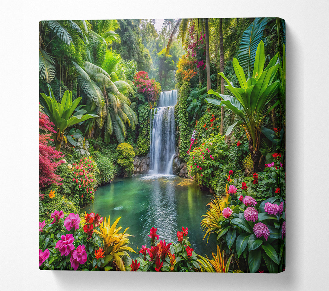  A Canvas Print of Emerald Waterfall Oasis Canvas Art