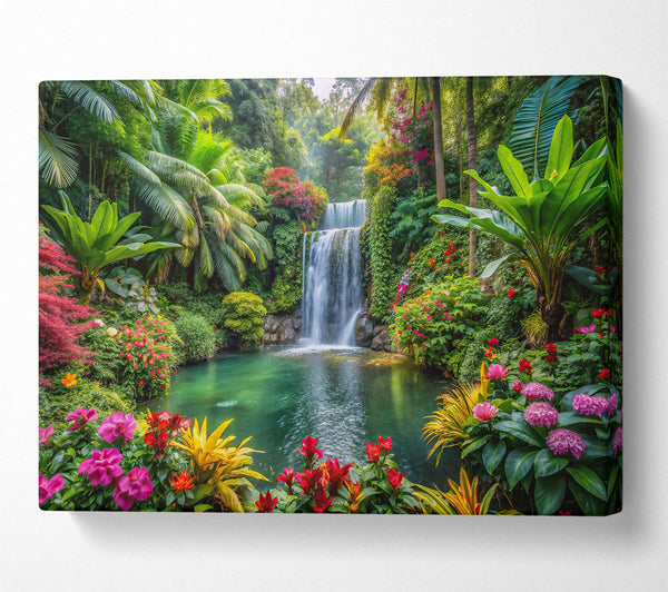  A Canvas Print of Emerald Waterfall Oasis Canvas Art
