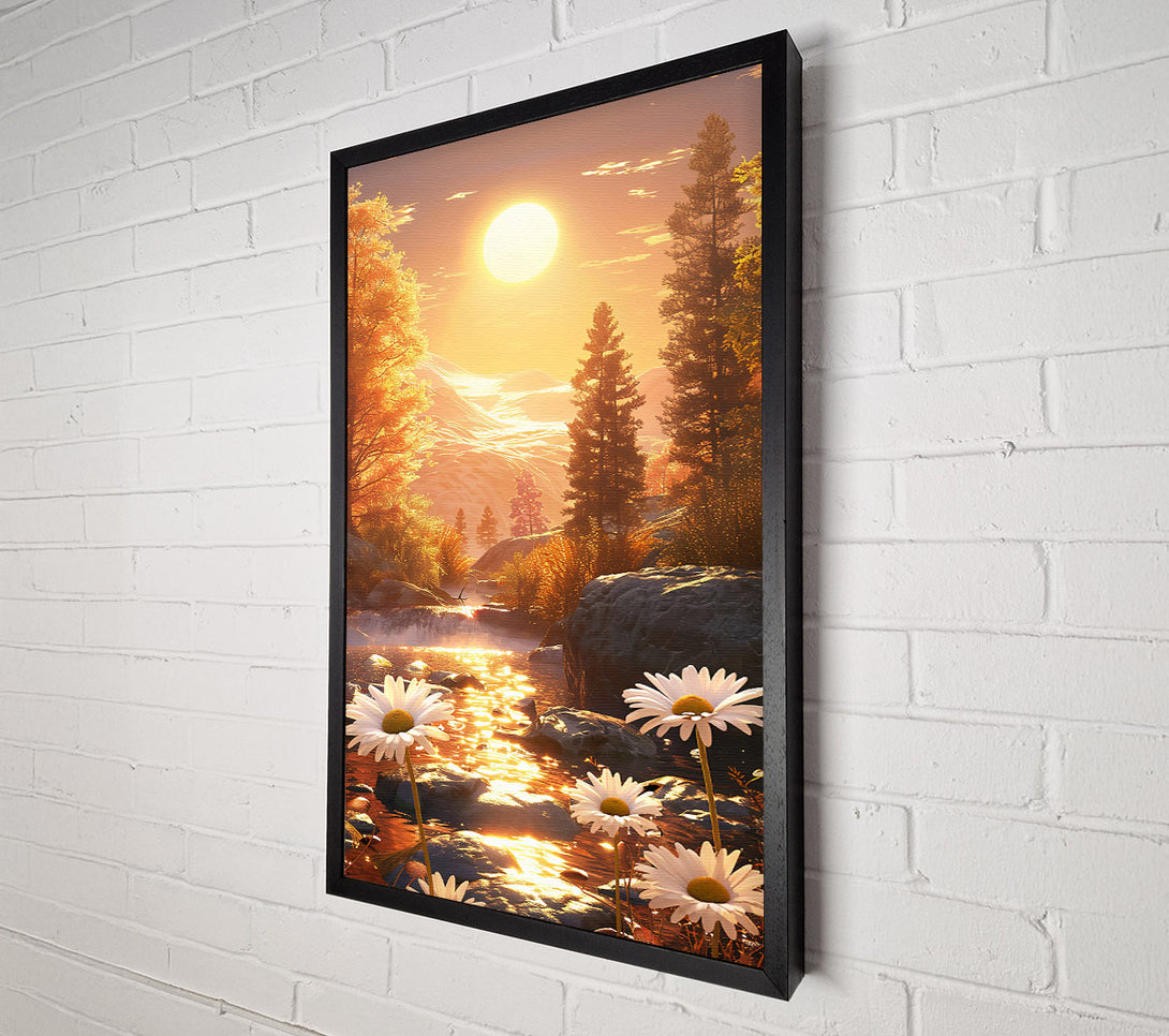  A Canvas Print of Golden River Daisies Canvas Wall Art