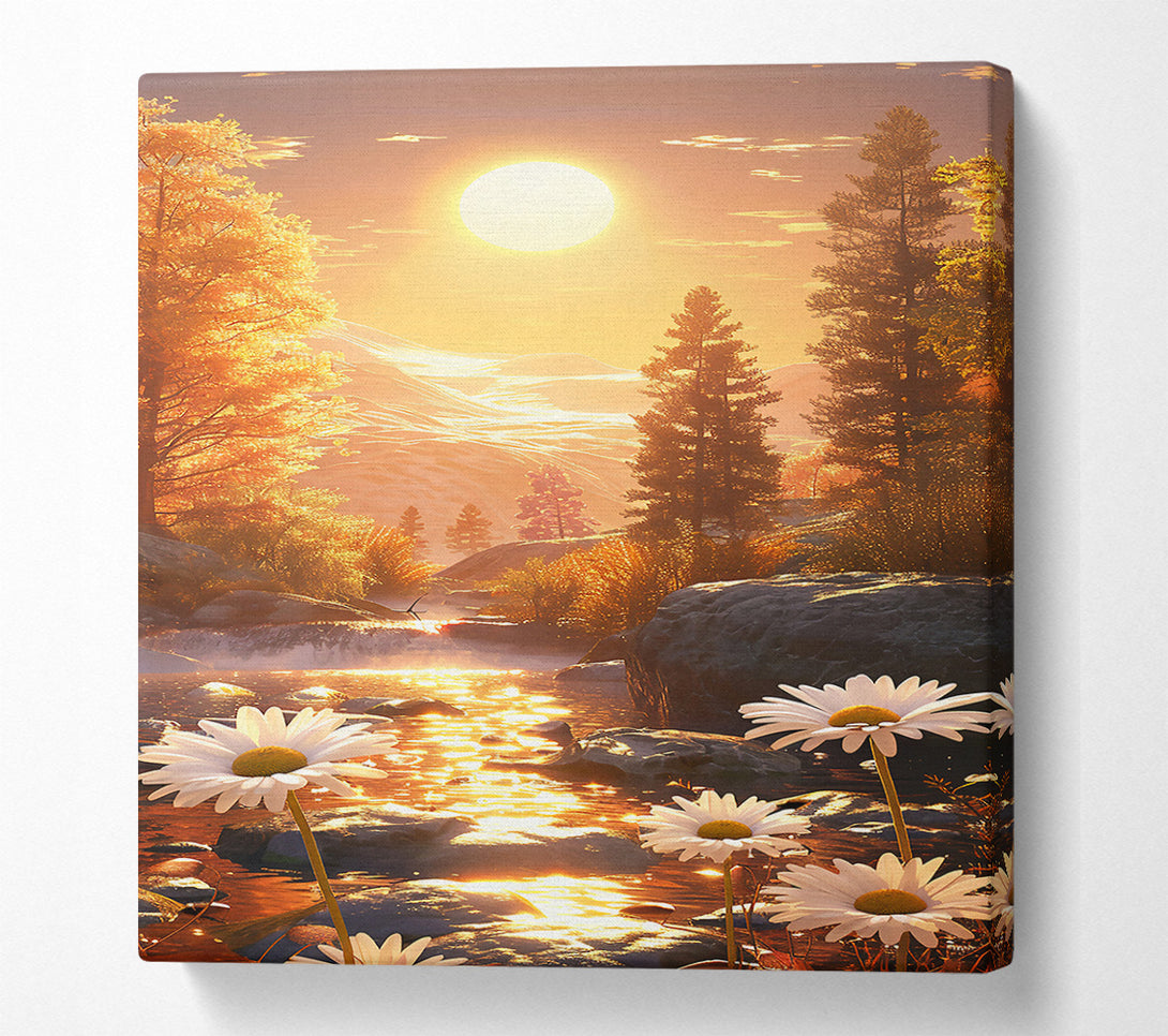  A Canvas Print of Golden River Daisies Canvas Wall Art