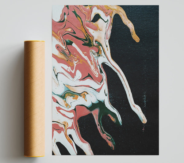 Crimson Swirls On Black Print