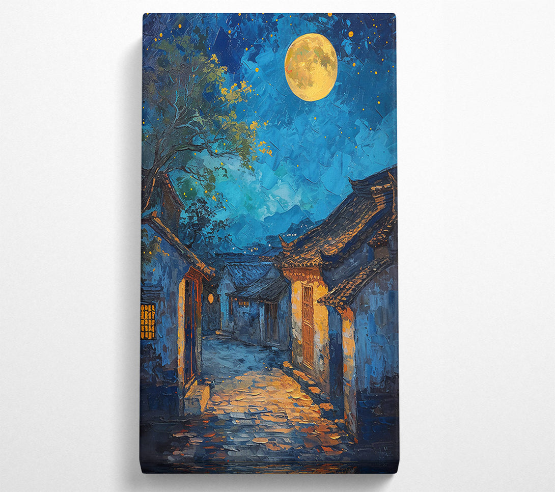  A Canvas Print of Golden Moonlit Village Canvas Print
