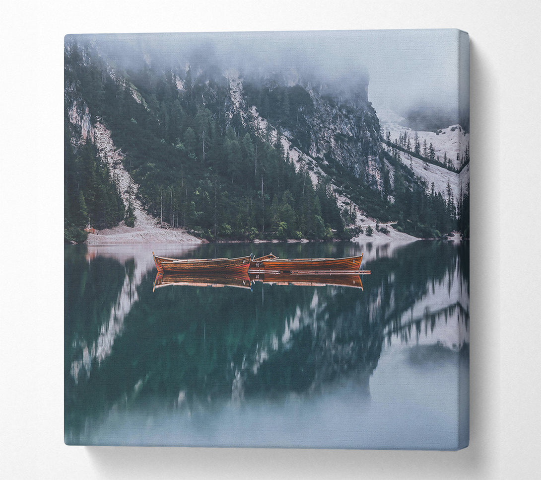  A Canvas Print of Teal Foggy Reflections Canvas Art