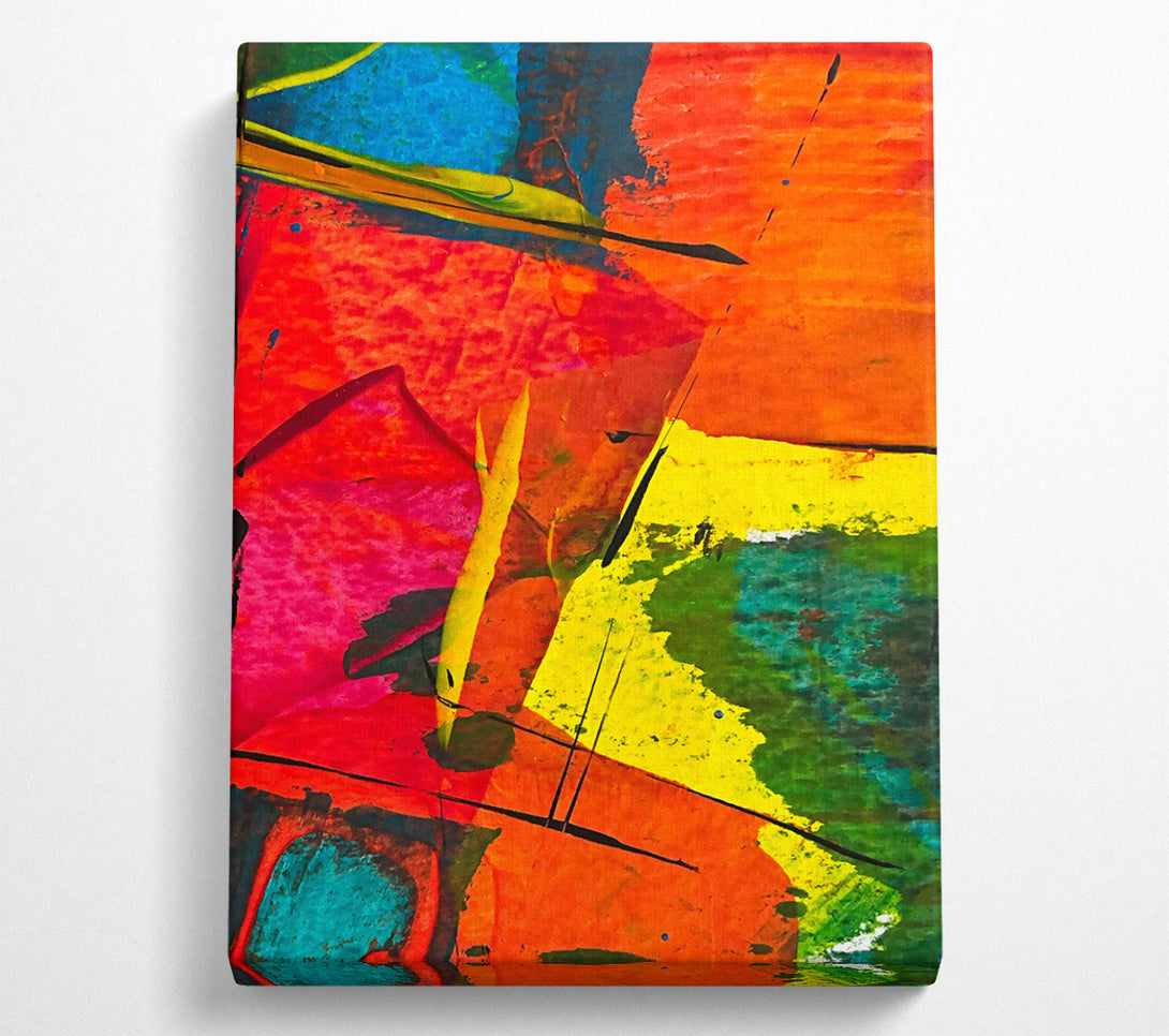  A Canvas Print of Orange Abstract Strokes Canvas Wall Art