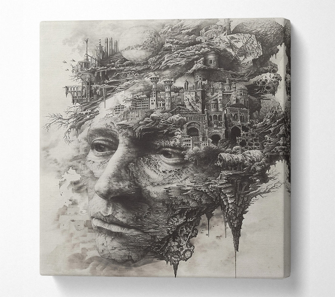  A Canvas Print of Gray Cityscape Within Canvas Wall Art