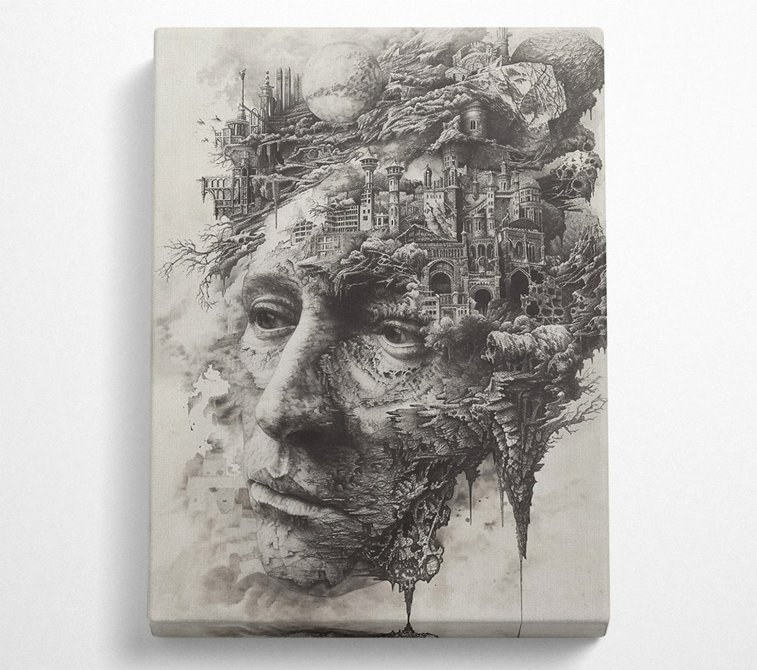  A Canvas Print of Gray Cityscape Within Canvas Wall Art