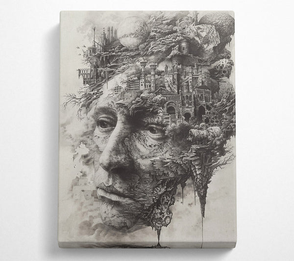  A Canvas Print of Gray Cityscape Within Canvas Wall Art