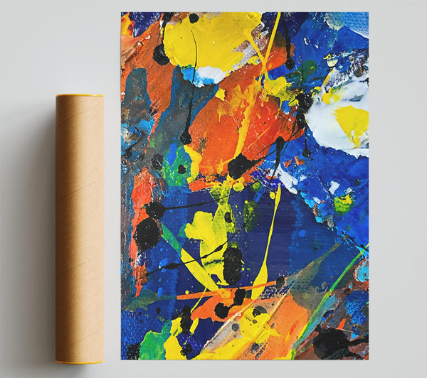 Blue And Yellow Splashes Poster