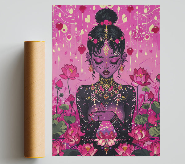 Pink Lotus Goddess Giclee Print