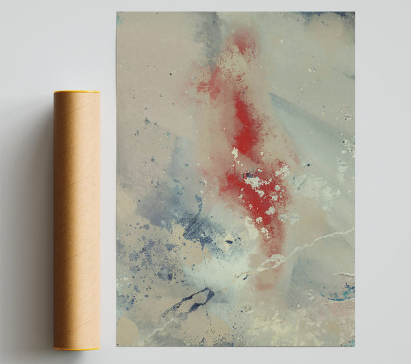 Crimson Fade Through Grey Poster