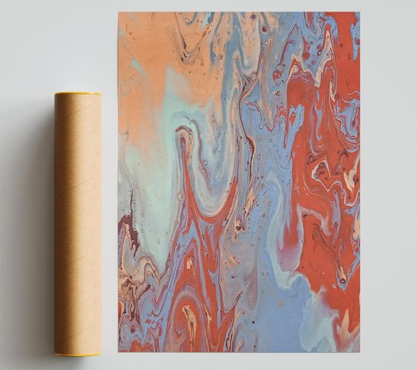 Red And Blue Swirls Print