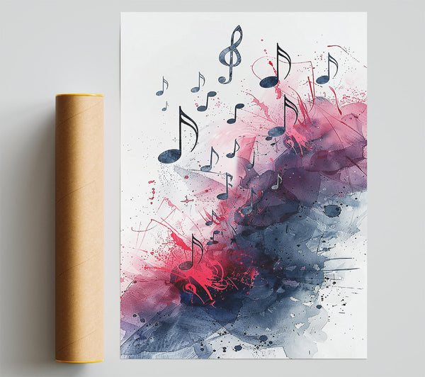 Crimson Music Notes Giclee Print