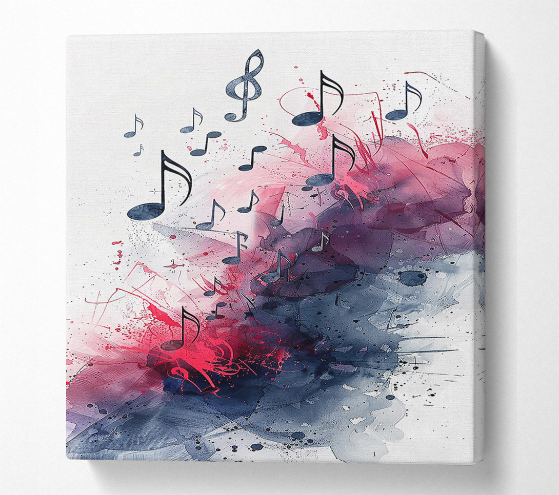  A Canvas Print of Crimson Music Notes Canvas Wall Art