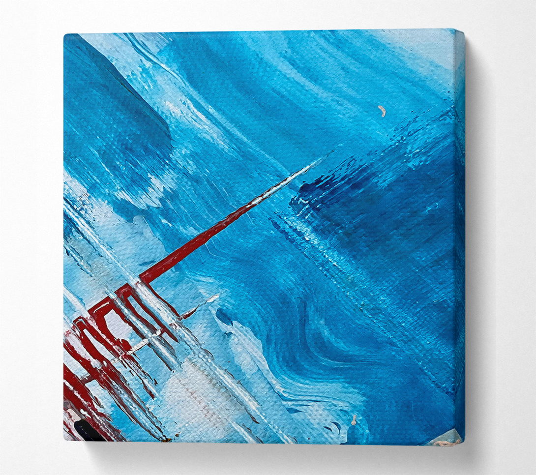  A Canvas Print of Azure And Crimson Strokes Canvas Art