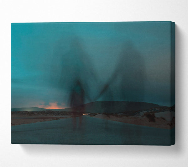  A Canvas Print of Teal Dusk Figures Canvas Print