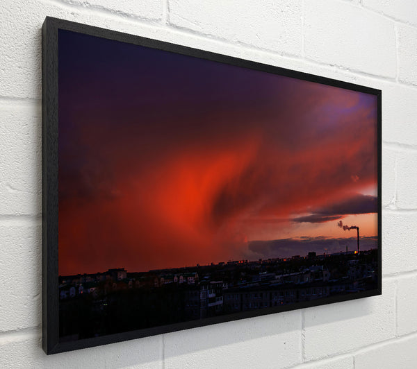Crimson Sunset Cityscape