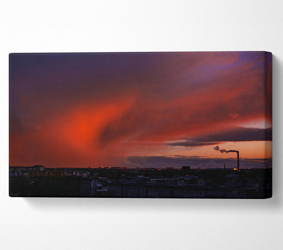  A Canvas Print of Crimson Sunset Cityscape Canvas Print