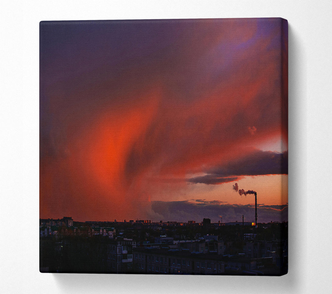  A Canvas Print of Crimson Sunset Cityscape Canvas Print