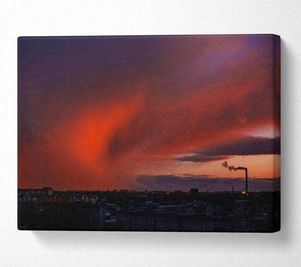  A Canvas Print of Crimson Sunset Cityscape Canvas Print