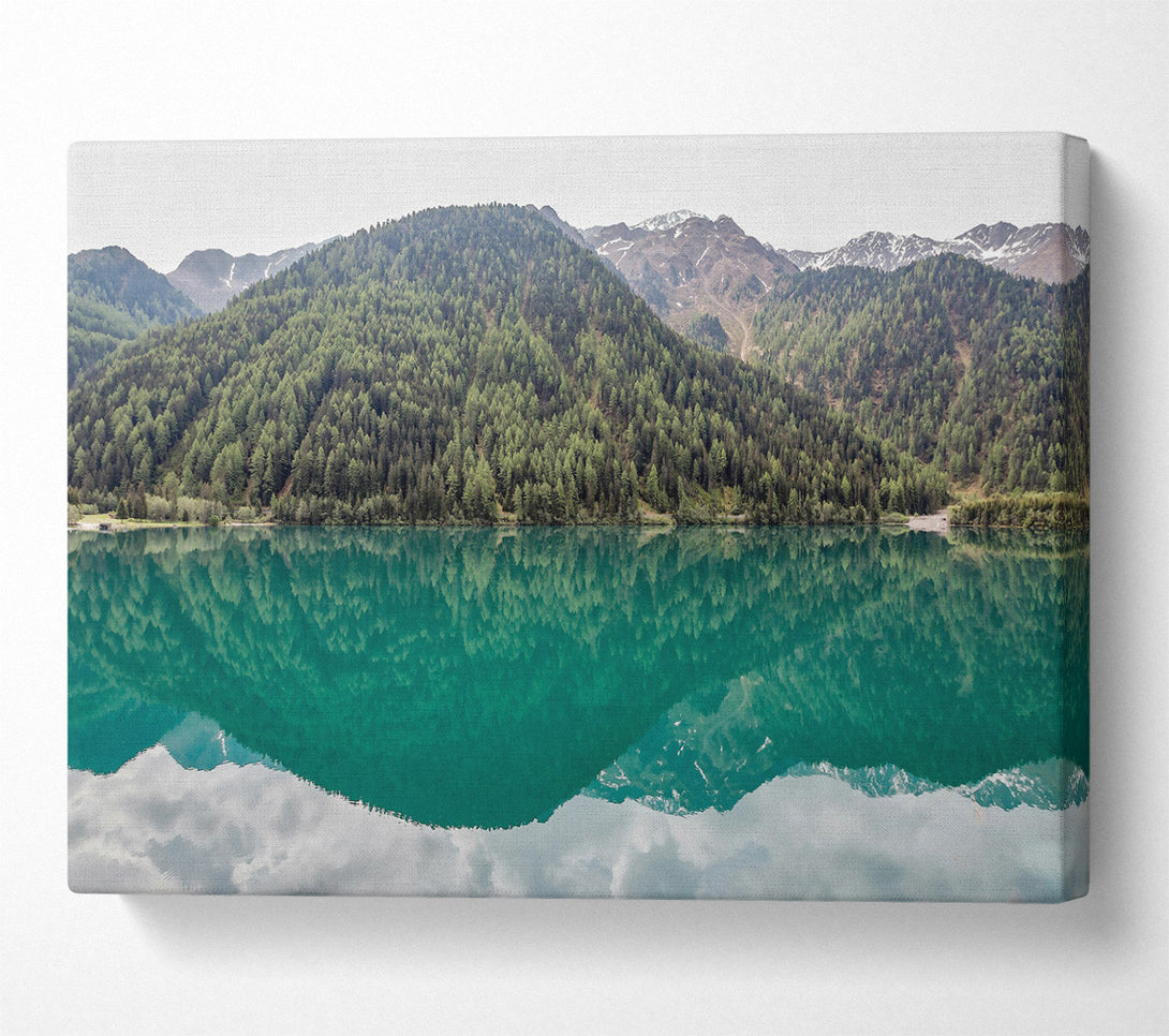 A Canvas Print of Emerald Mountain Reflection Canvas Print