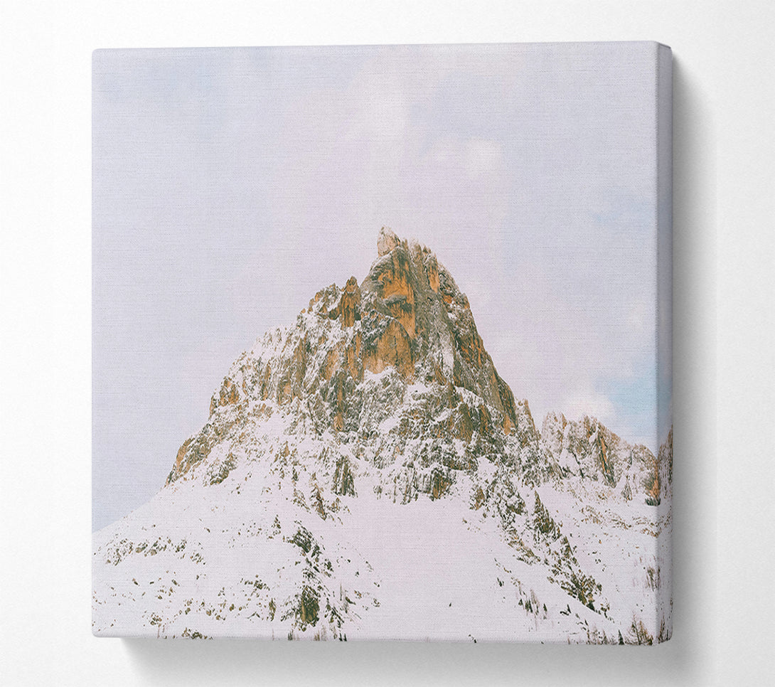  A Canvas Print of Golden Peak In Snow Canvas Art