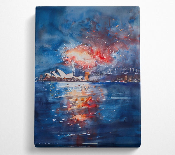  A Canvas Print of Blue Night Fireworks Canvas Wall Art