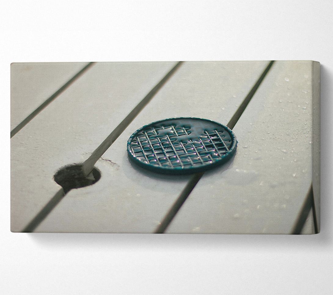  A Canvas Print of Teal Gridded Drip Canvas Print