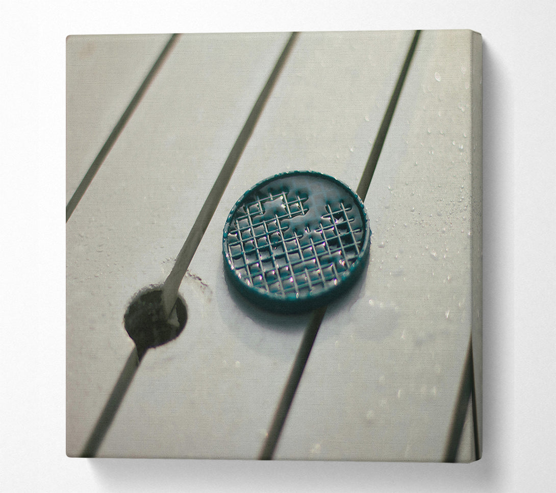  A Canvas Print of Teal Gridded Drip Canvas Print