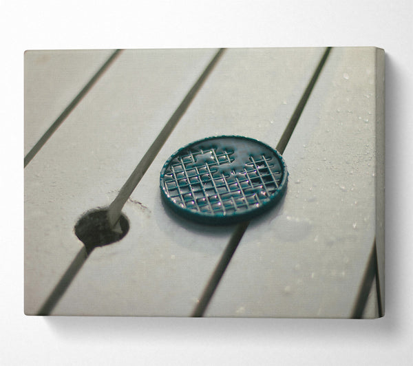  A Canvas Print of Teal Gridded Drip Canvas Print
