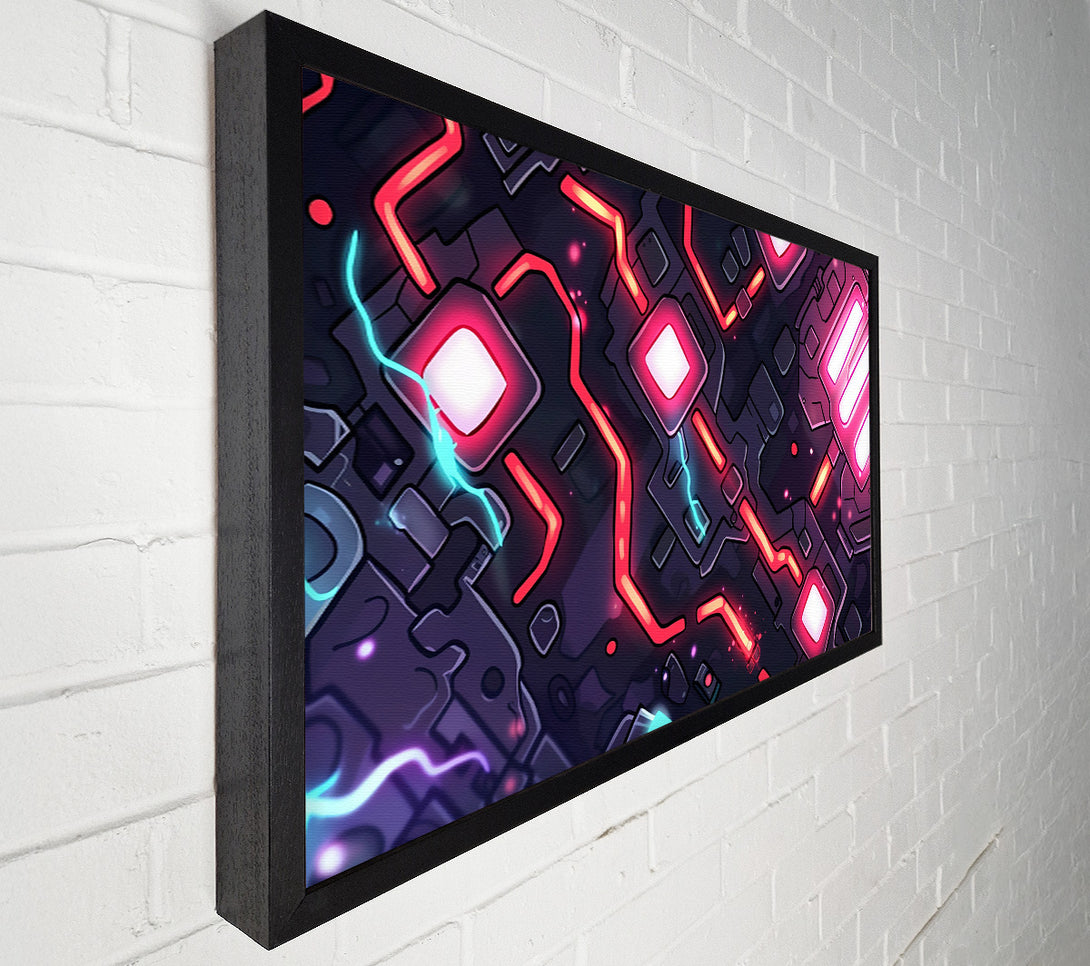  A Canvas Print of Crimson Circuitry Flow Canvas Print