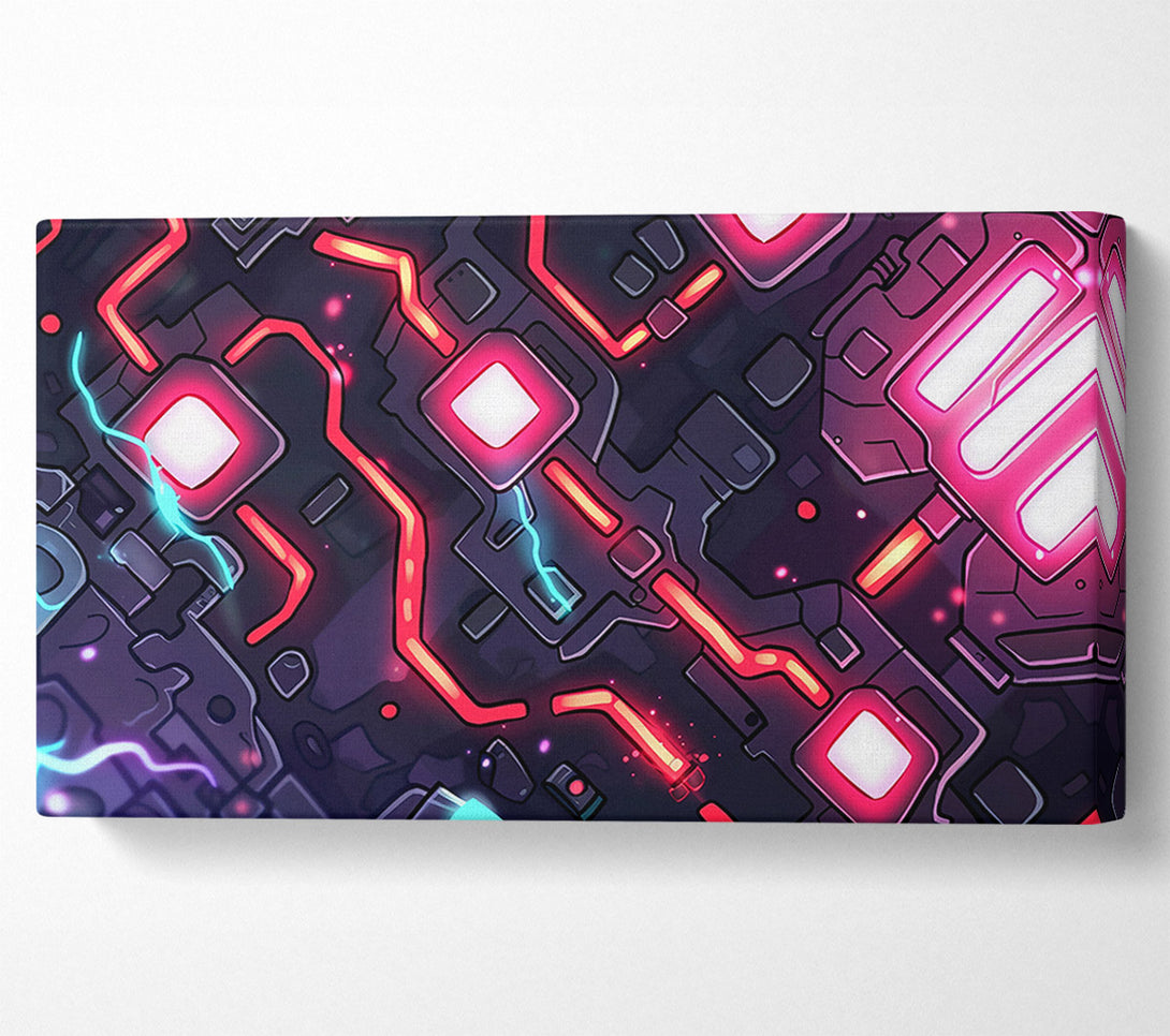  A Canvas Print of Crimson Circuitry Flow Canvas Print