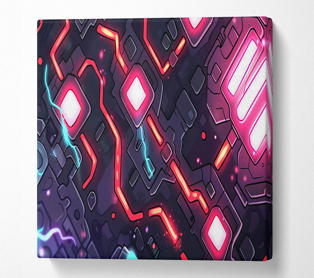  A Canvas Print of Crimson Circuitry Flow Canvas Print