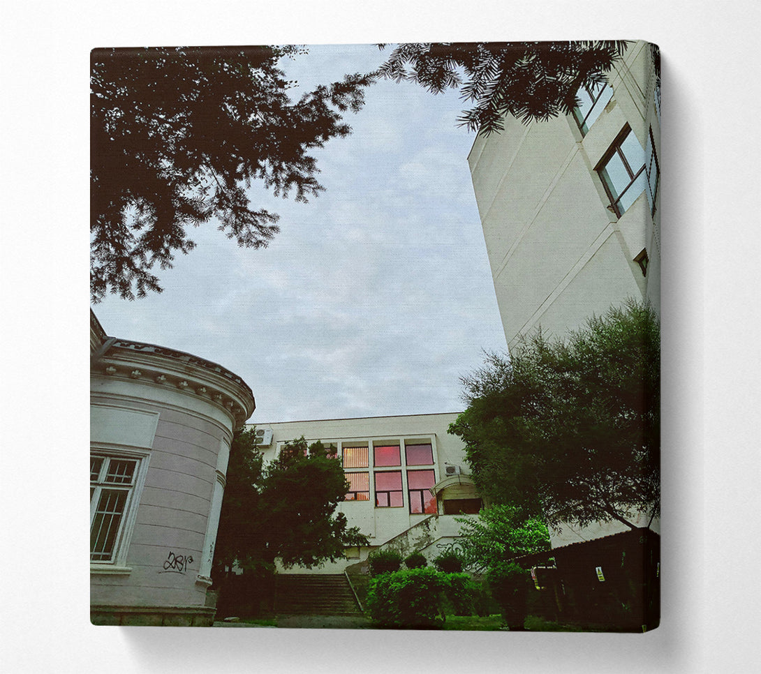  A Canvas Print of Pink Light Buildings Canvas Print