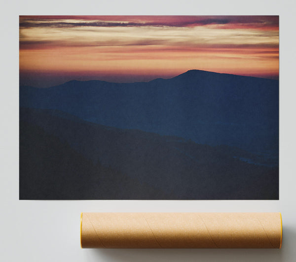 Crimson Mountain Hues Poster
