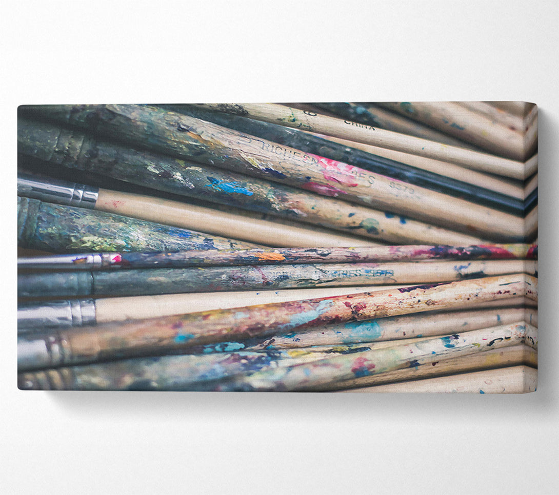  A Canvas Print of Blue Palette Brushes Canvas Print