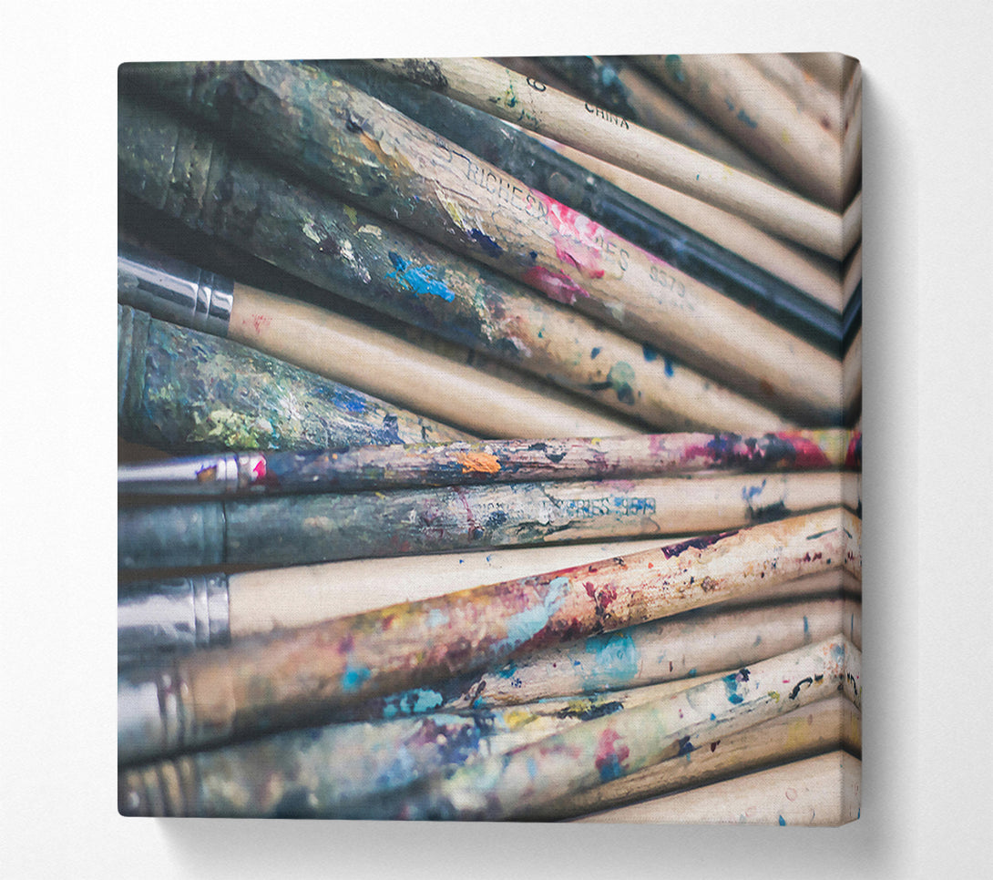 A Canvas Print of Blue Palette Brushes Canvas Print