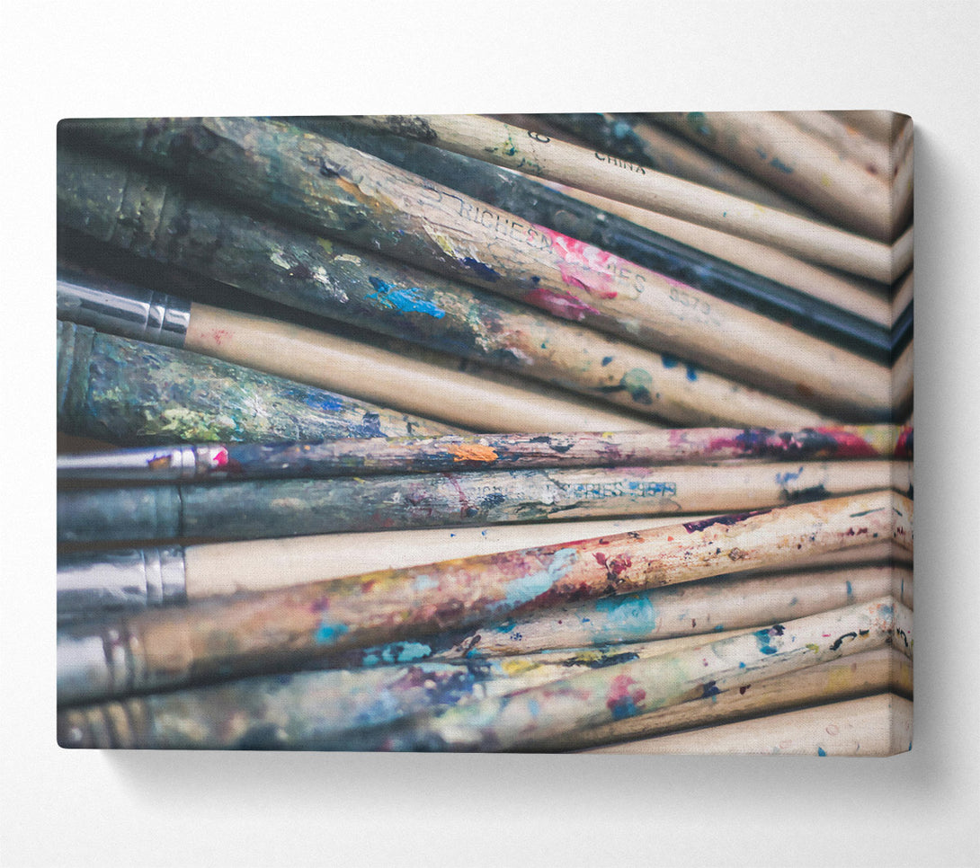  A Canvas Print of Blue Palette Brushes Canvas Print