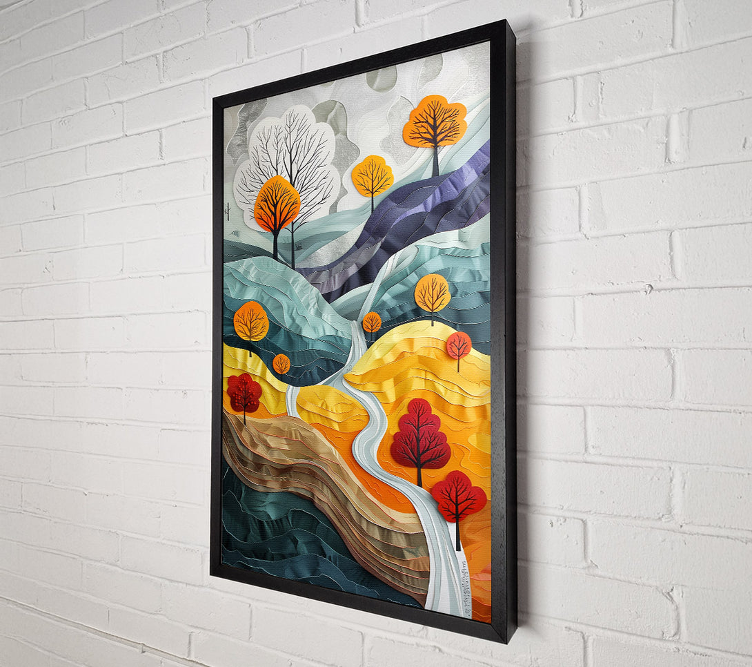  A Canvas Print of Teal Papercut Valley Canvas Print