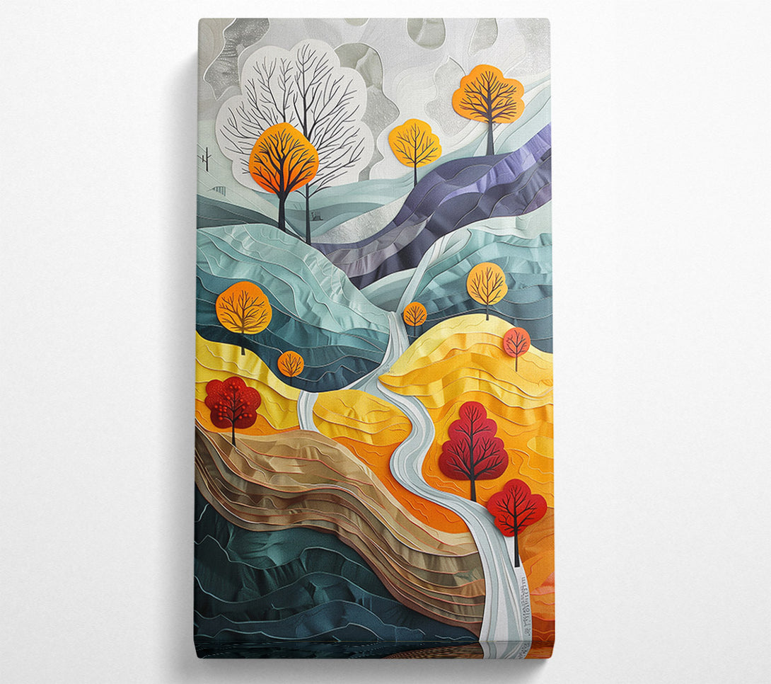  A Canvas Print of Teal Papercut Valley Canvas Print