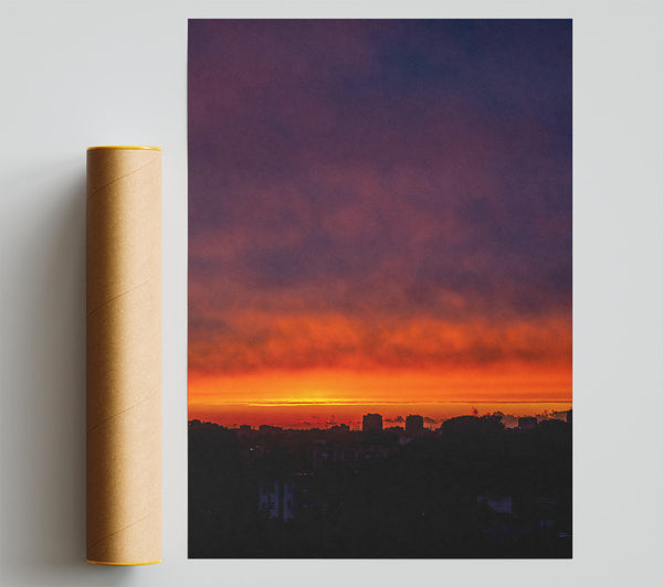Crimson Skyline Dawn Poster