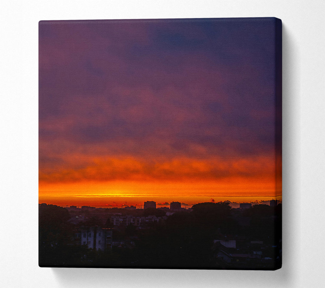  A Canvas Print of Crimson Skyline Dawn Canvas Print