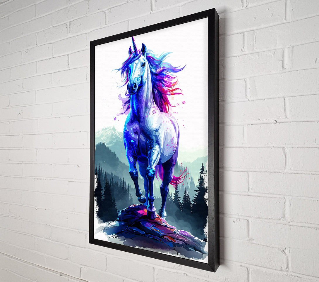  A Canvas Print of Blue Mystical Unicorn Canvas Art