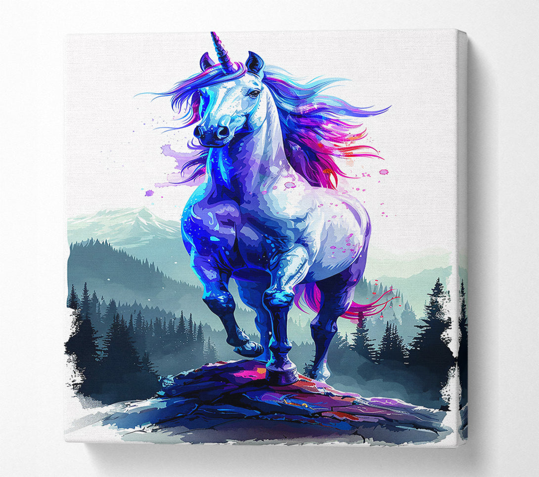  A Canvas Print of Blue Mystical Unicorn Canvas Art
