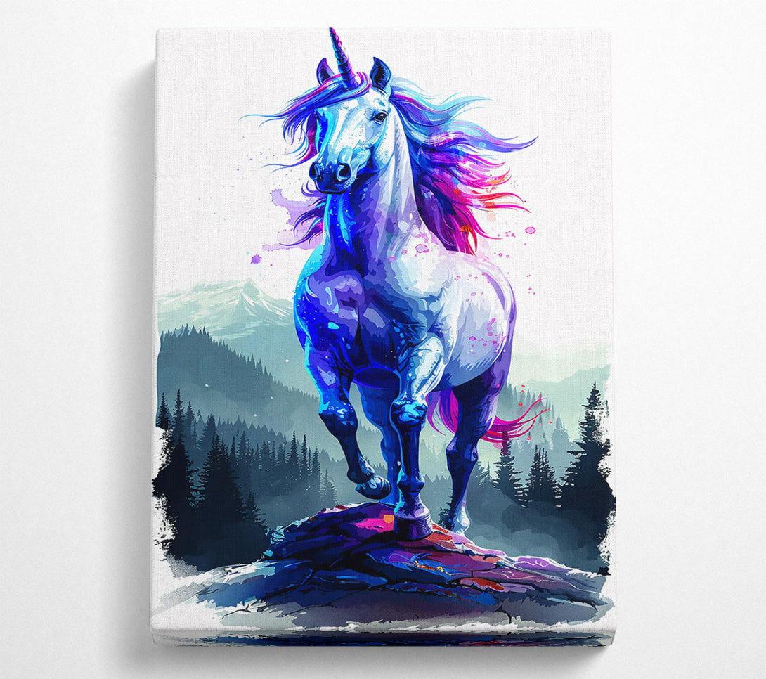  A Canvas Print of Blue Mystical Unicorn Canvas Art